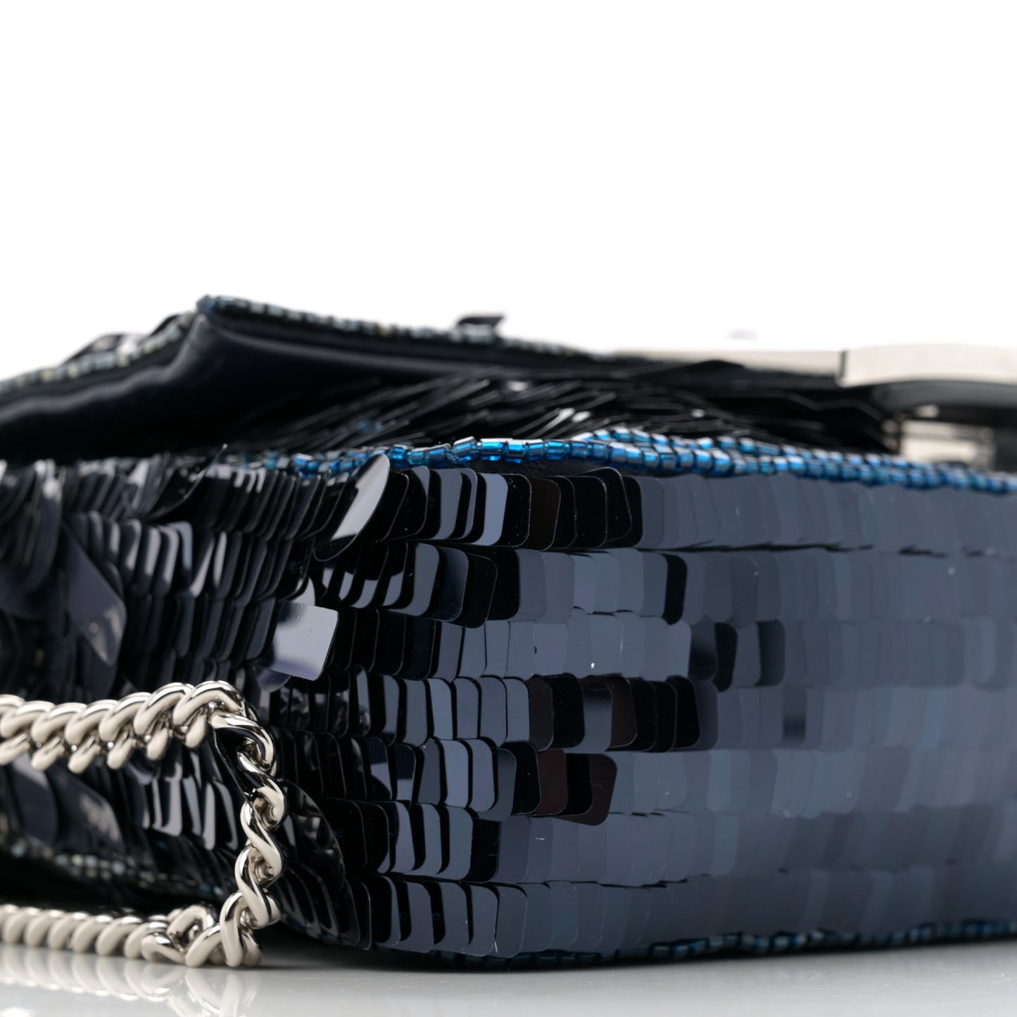 Sequin Paillettes Shiny Nappa Sex and the City Mini Baguette Midnight
