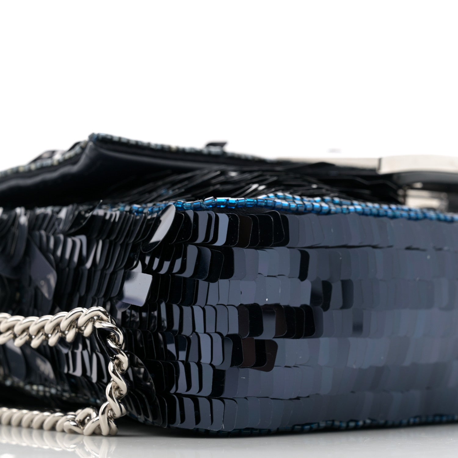 Fendi Sequin Paillettes Shiny Nappa Sex and the City Mini Baguette Midnight 9 of 10