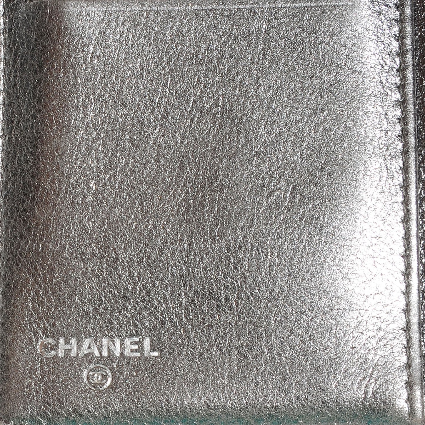 Metallic Calfskin Quilted Boy Yen Wallet Silver