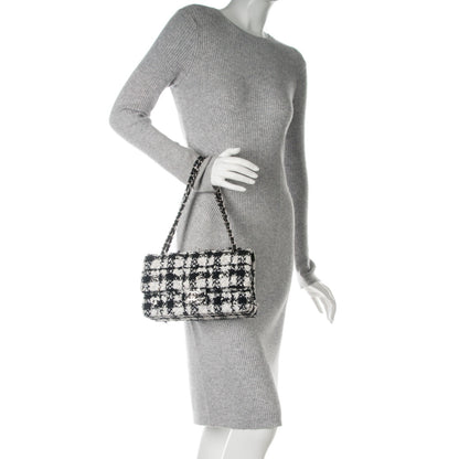 Chanel Tweed Medium Double Flap Black White 2 of 8