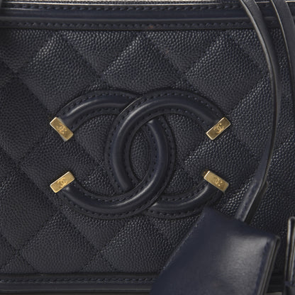 Chanel Caviar Quilted Small CC Filigree Vanity Case Navy 14 of 15