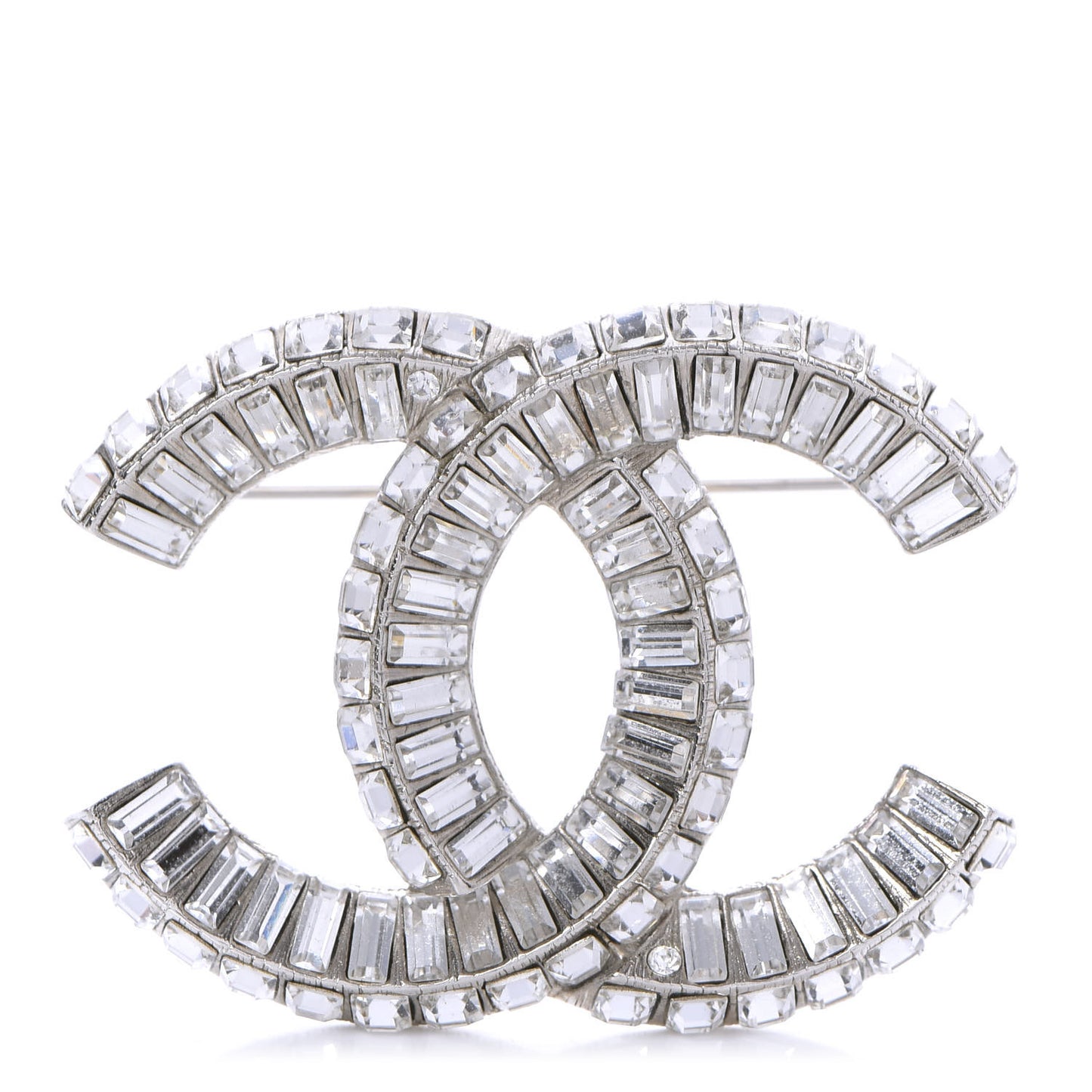 Baguette Crystal CC Brooch Silver