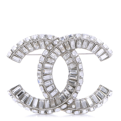 Chanel Baguette Crystal CC Brooch Silver 1 of 5