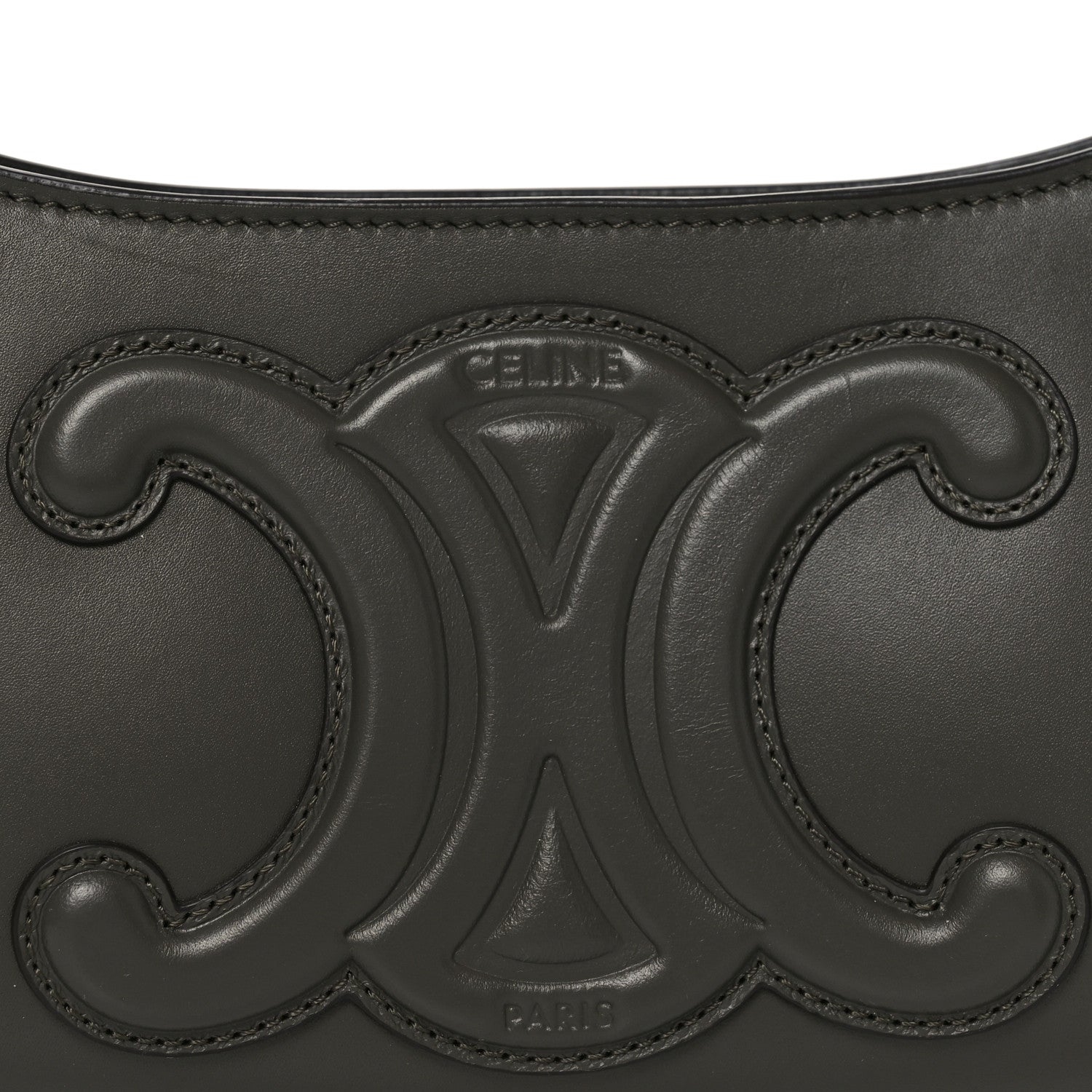 Celine Smooth Calfskin Cuir Triomphe Shoulder Bag Dark Army 7 of 9