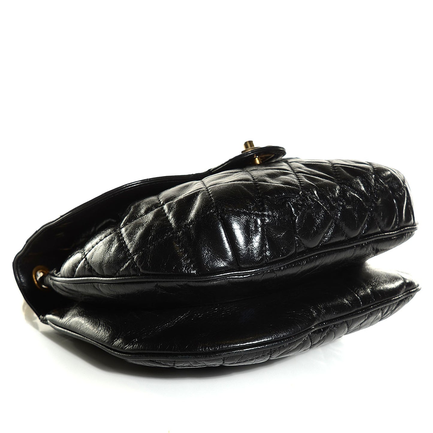 Calfskin Quilted Medium Bubble CC Flap Bag Black