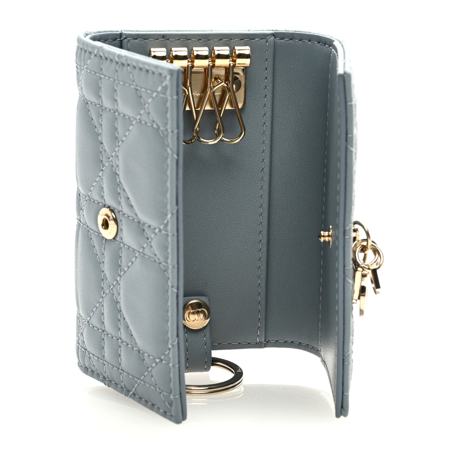 Christian Dior Lambskin Cannage Miss Dior 4 Key Holder Wallet Cloud Blue 5 of 7