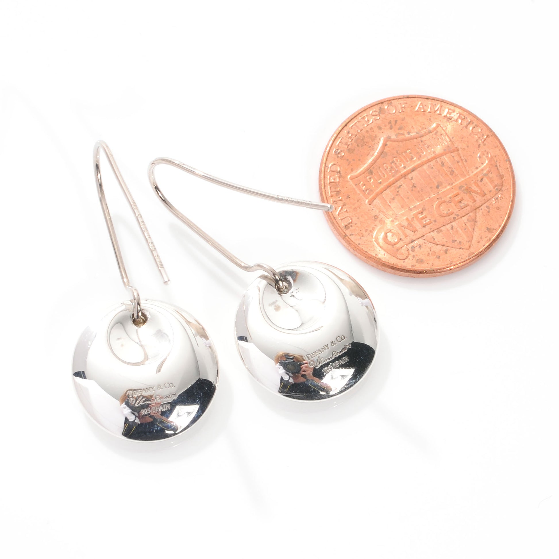 Tiffany Sterling Silver Diamond Elsa Peretti Dangle Earrings 2 of 4