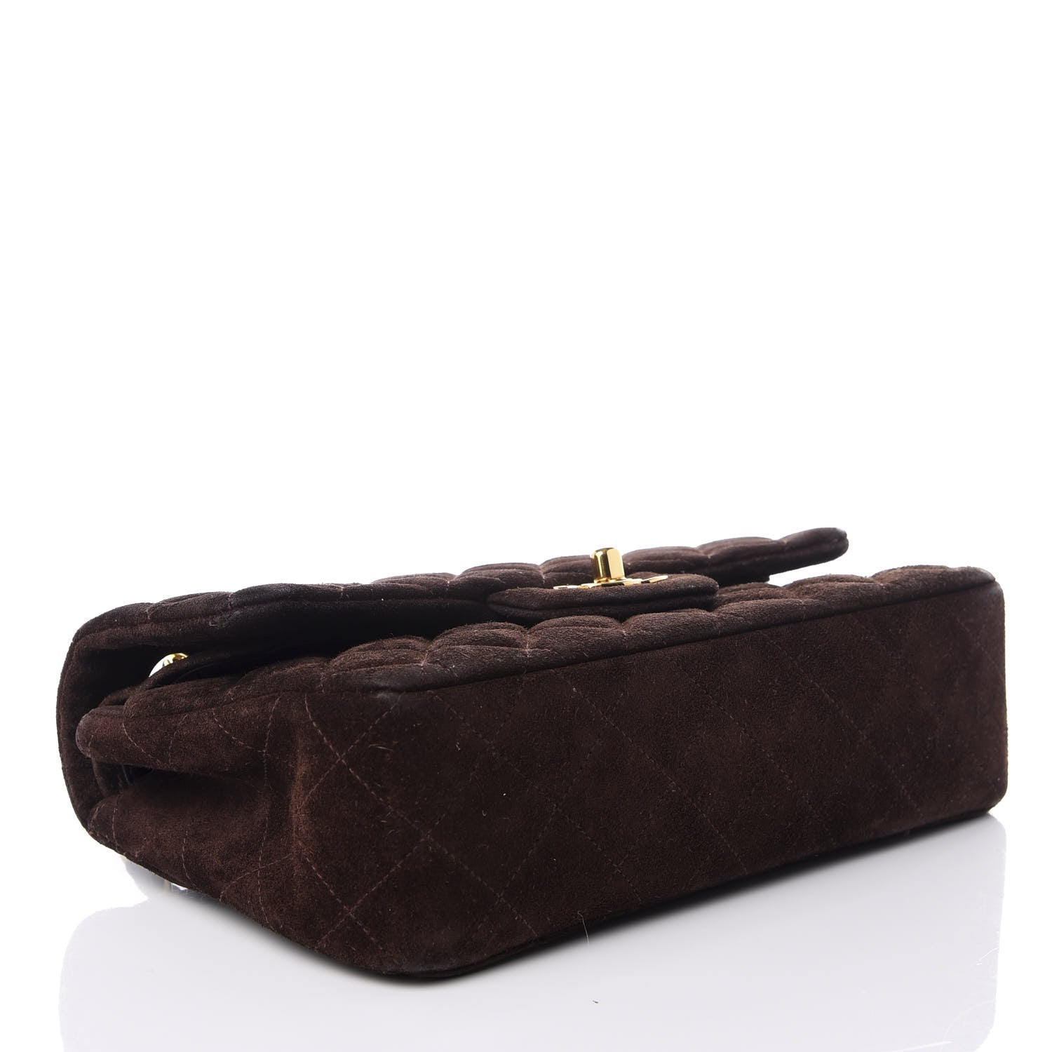 Chanel Suede Quilted Small Double Flap Bag Brown 3 of 8