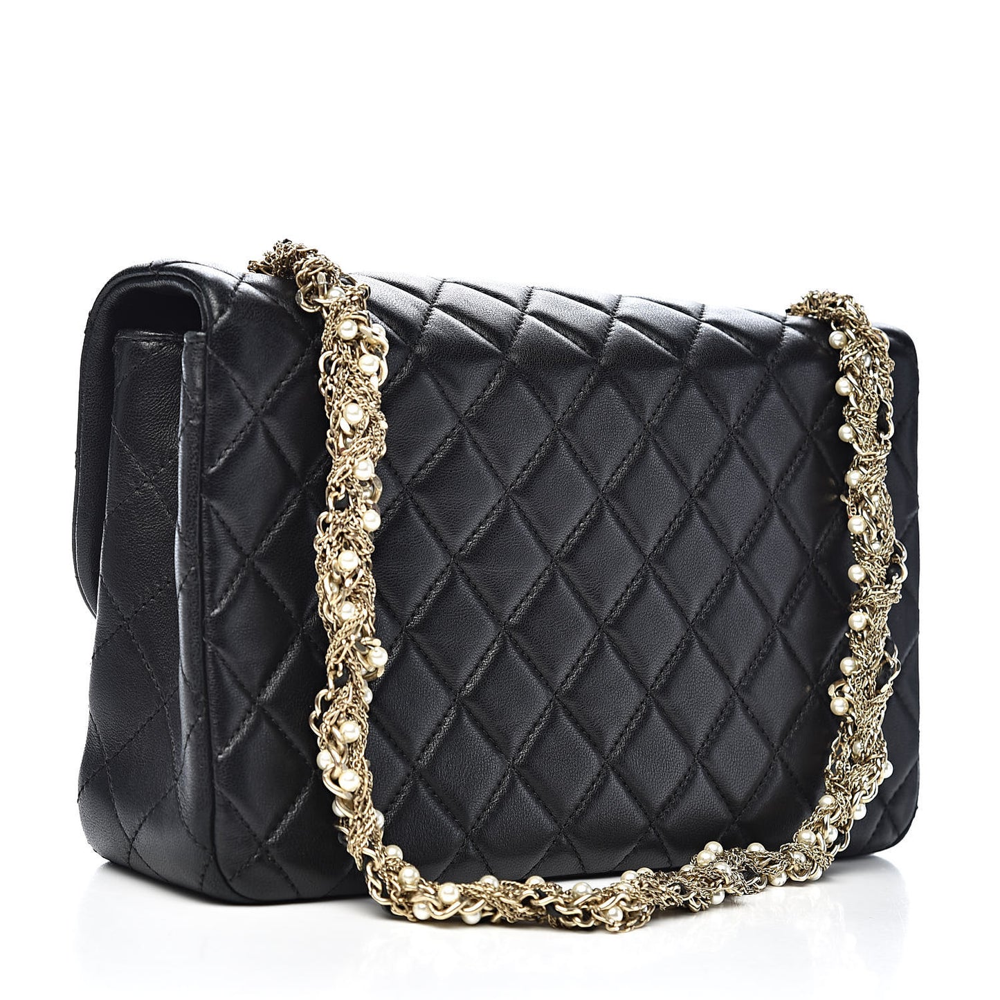 Lambskin Quilted Medium Westminster Pearl Flap Black
