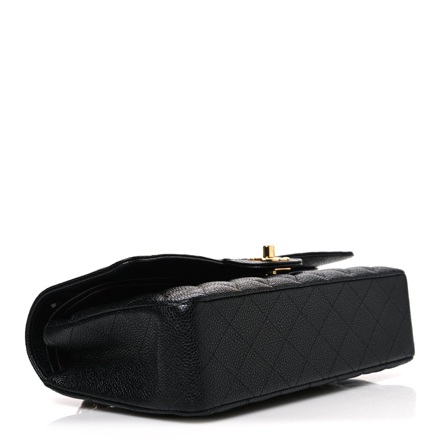 Caviar Quilted Medium Double Flap Black