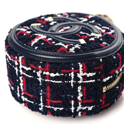 Chanel Tweed Quilted Round Filigree Clutch With Chain Navy Blue 9 of 9