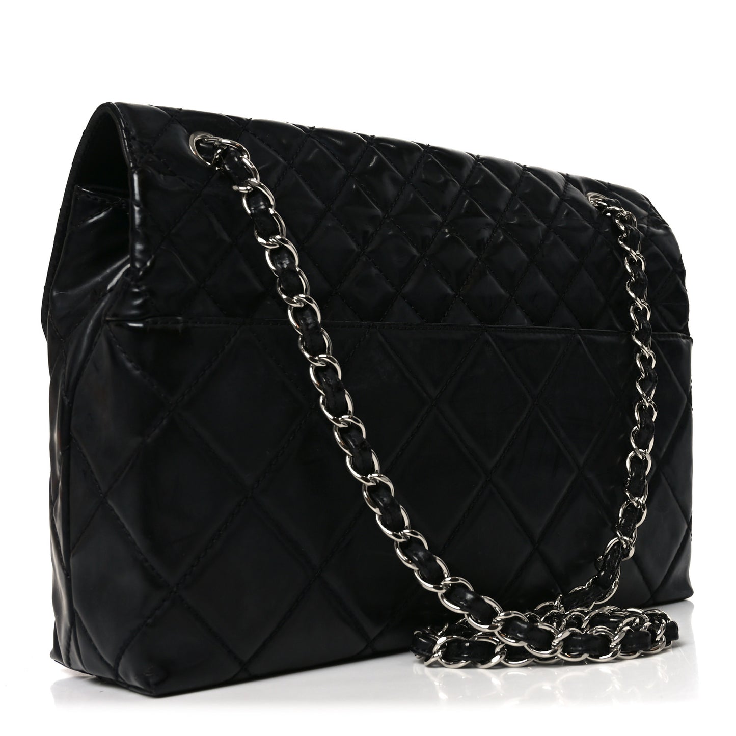 Vinyl Quilted In the Business Flap Bag Black