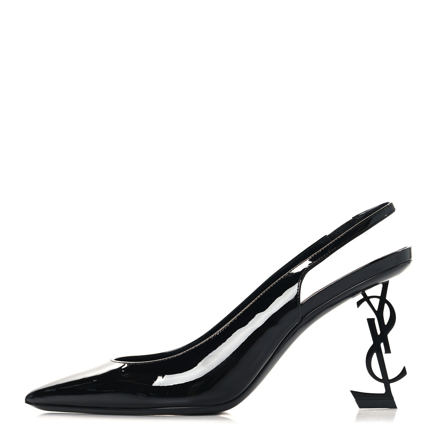 Saint Laurent Patent Opyum 110 Slingback Pumps 38 Black 1 of 10