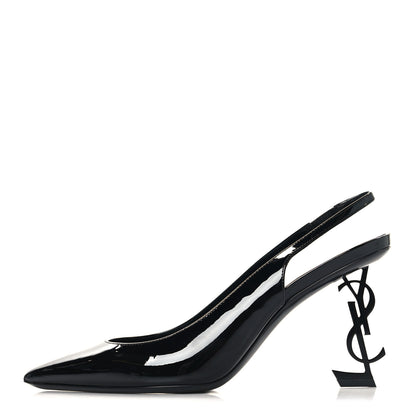 Saint Laurent Patent Opyum 110 Slingback Pumps 38 Black 1 of 10