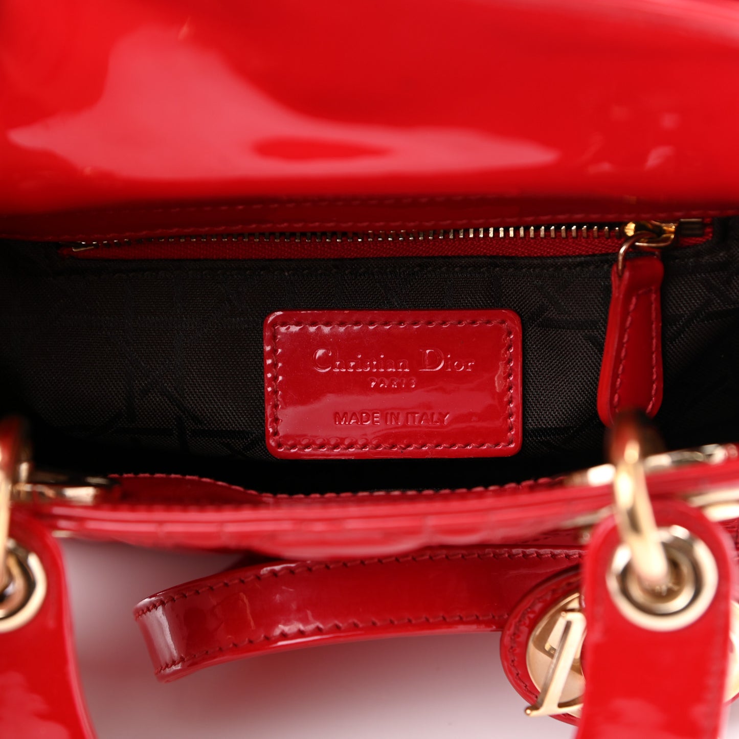 Patent Cannage Mini Lady Dior Red