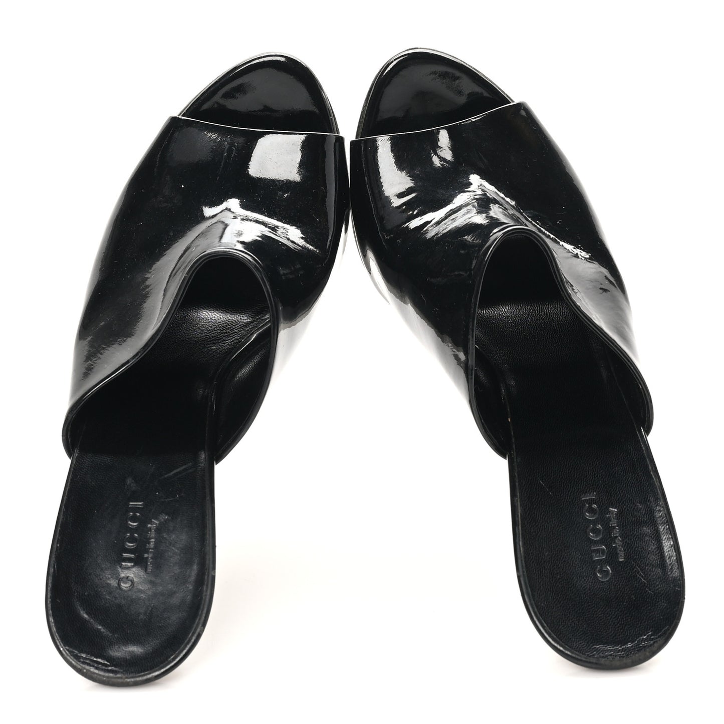 Patent Platform High Heel Slides 8 Black