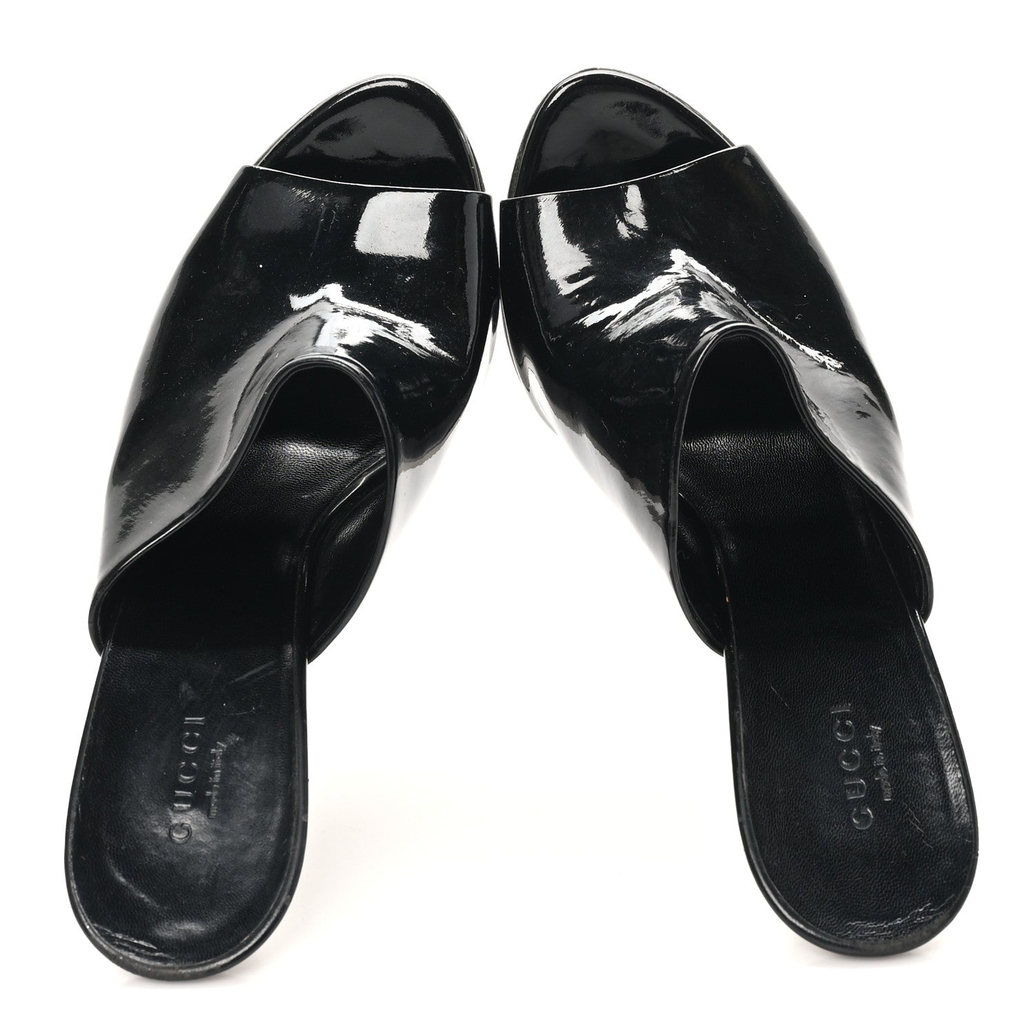 Gucci Patent Platform High Heel Slides 8 Black 2 of 10