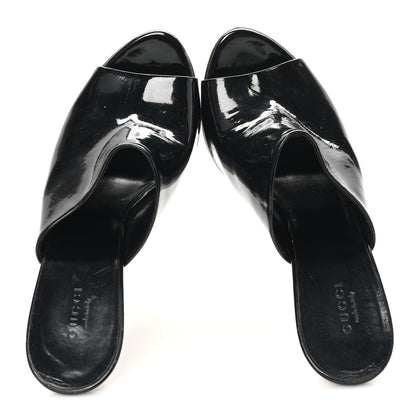 Gucci Patent Platform High Heel Slides 8 Black 2 of 10