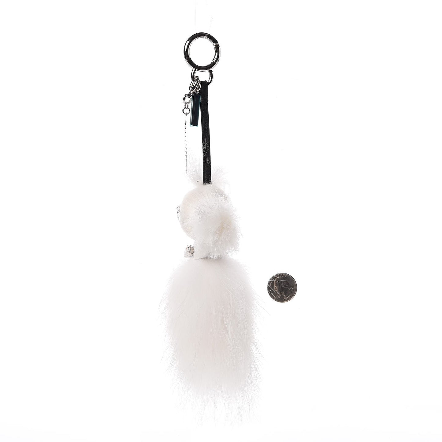Fox Goat Mink Fur Nappa Crystal Studded Mini Karlito Tuxedo Bag Charm White Multicolor