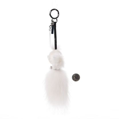 Fendi Fox Goat Mink Fur Nappa Crystal Studded Mini Karlito Tuxedo Bag Charm White Multicolor 2 of 5