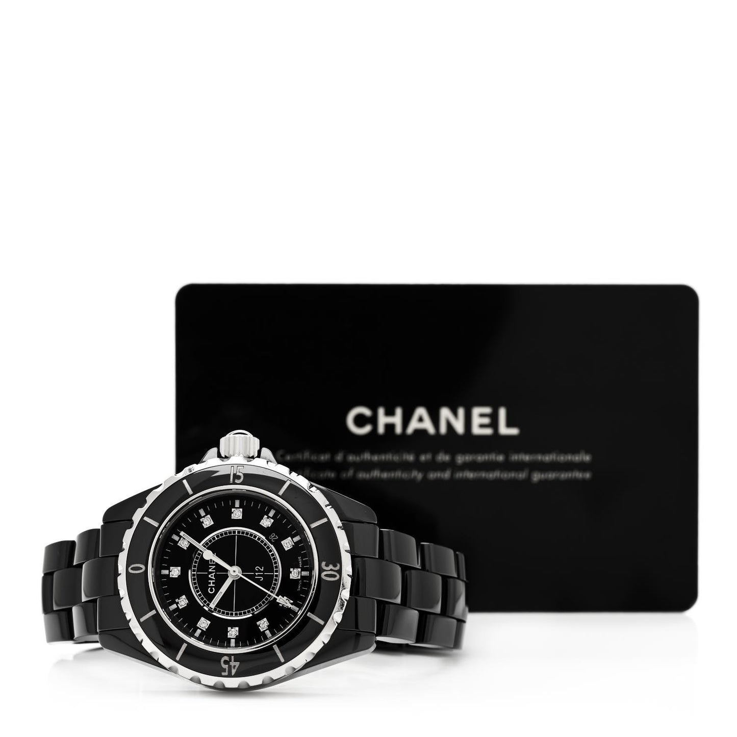 Stainless Steel Ceramic Diamond 33mm J12 Quartz Watch Black