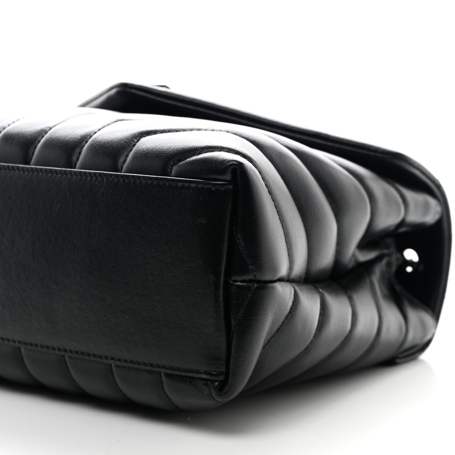 Calfskin Y Quilted Monogram Monochrome Small Loulou Chain Satchel Black