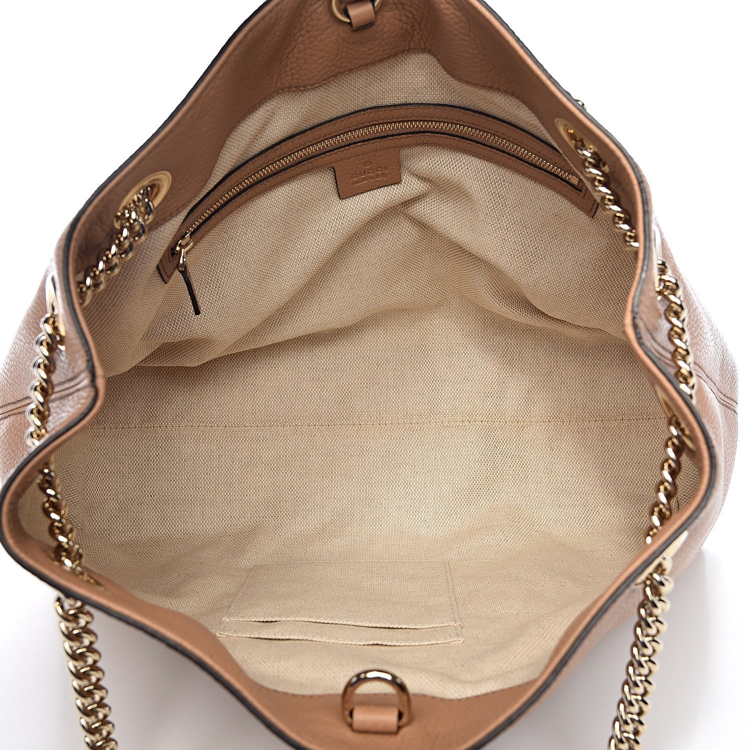 Gucci Pebbled Calfskin Medium Soho Chain Shoulder Bag Rose Beige 5 of 10