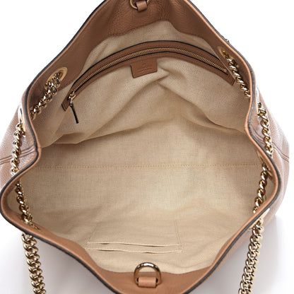 Gucci Pebbled Calfskin Medium Soho Chain Shoulder Bag Rose Beige 5 of 10