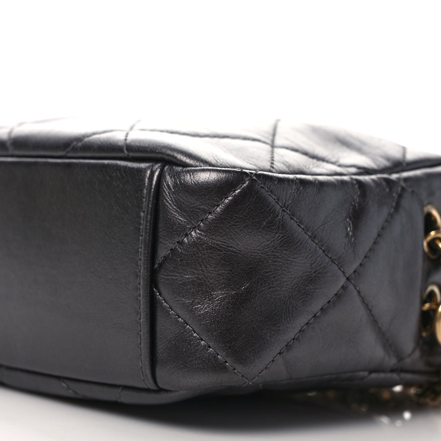 Metallic Calfskin Pearl Quilted CC Mini Camera Case Ruthenium