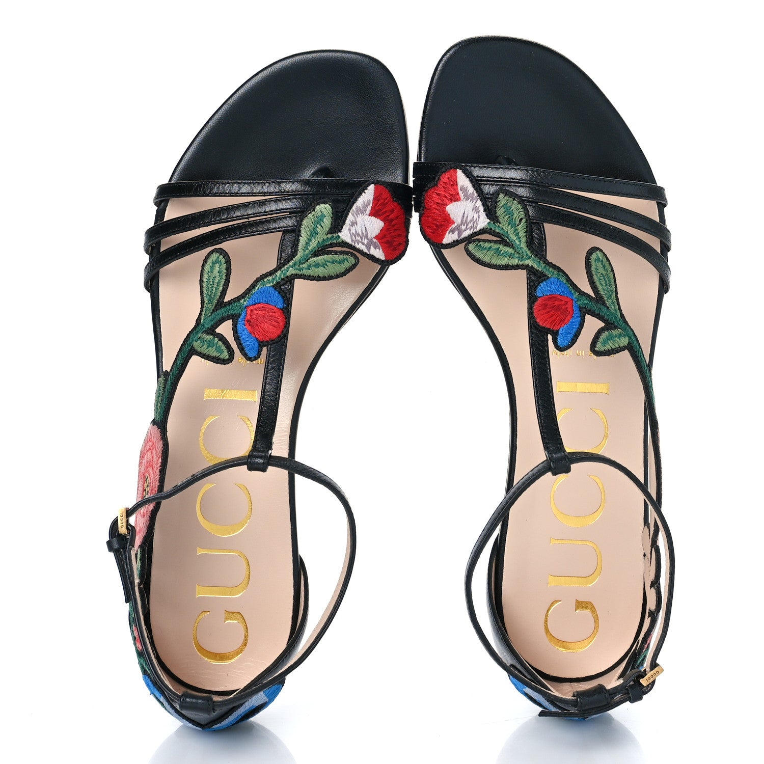 Gucci Nappa Ophelia T-Strap Flat Sandals 36 Black 7 of 10