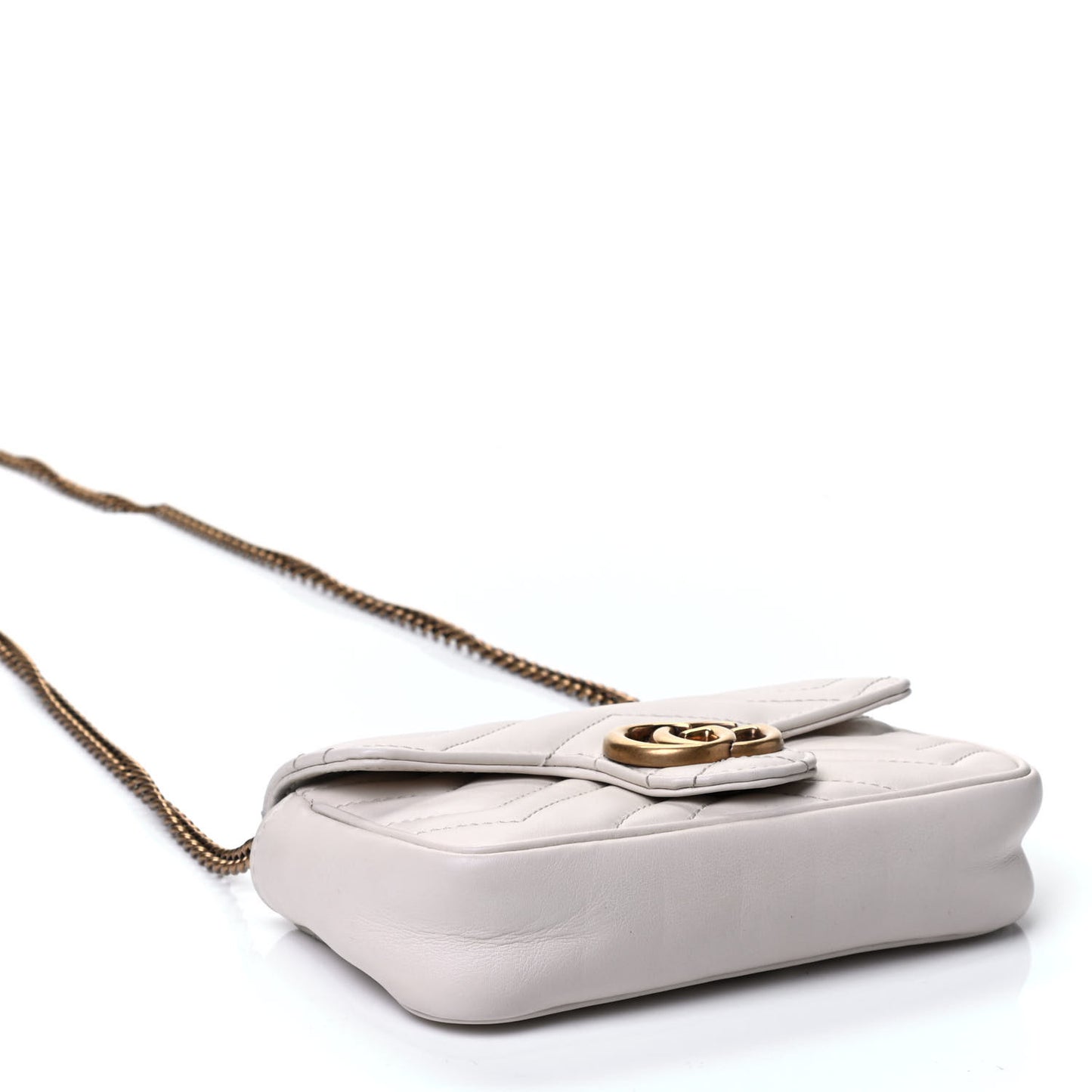 Calfskin Matelasse Super Mini GG Marmont Shoulder Bag White