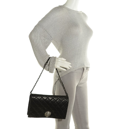 Chanel Lambskin Quilted Medium Leo Lion Flap Clutch Black 2 of 8