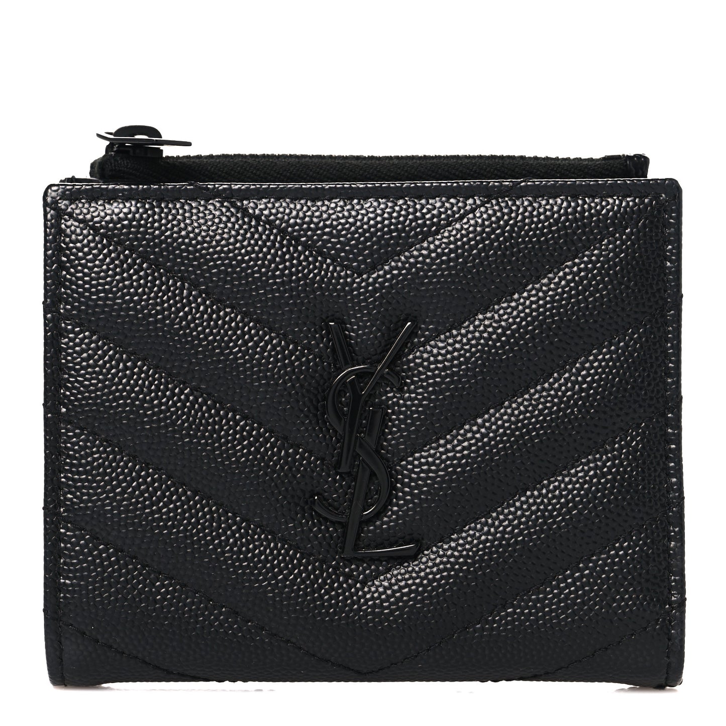 Grain De Poudre Matelasse Chevron Monogram Zipped Card Case Black Black