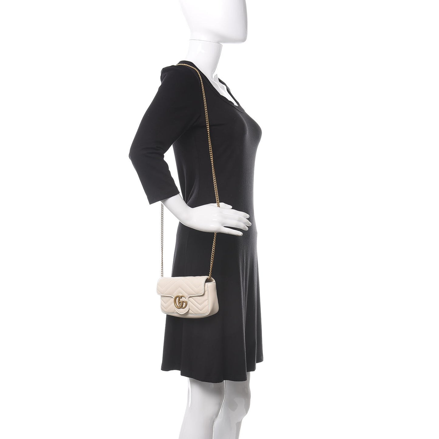 Calfskin Matelasse Super Mini GG Marmont Shoulder Bag White