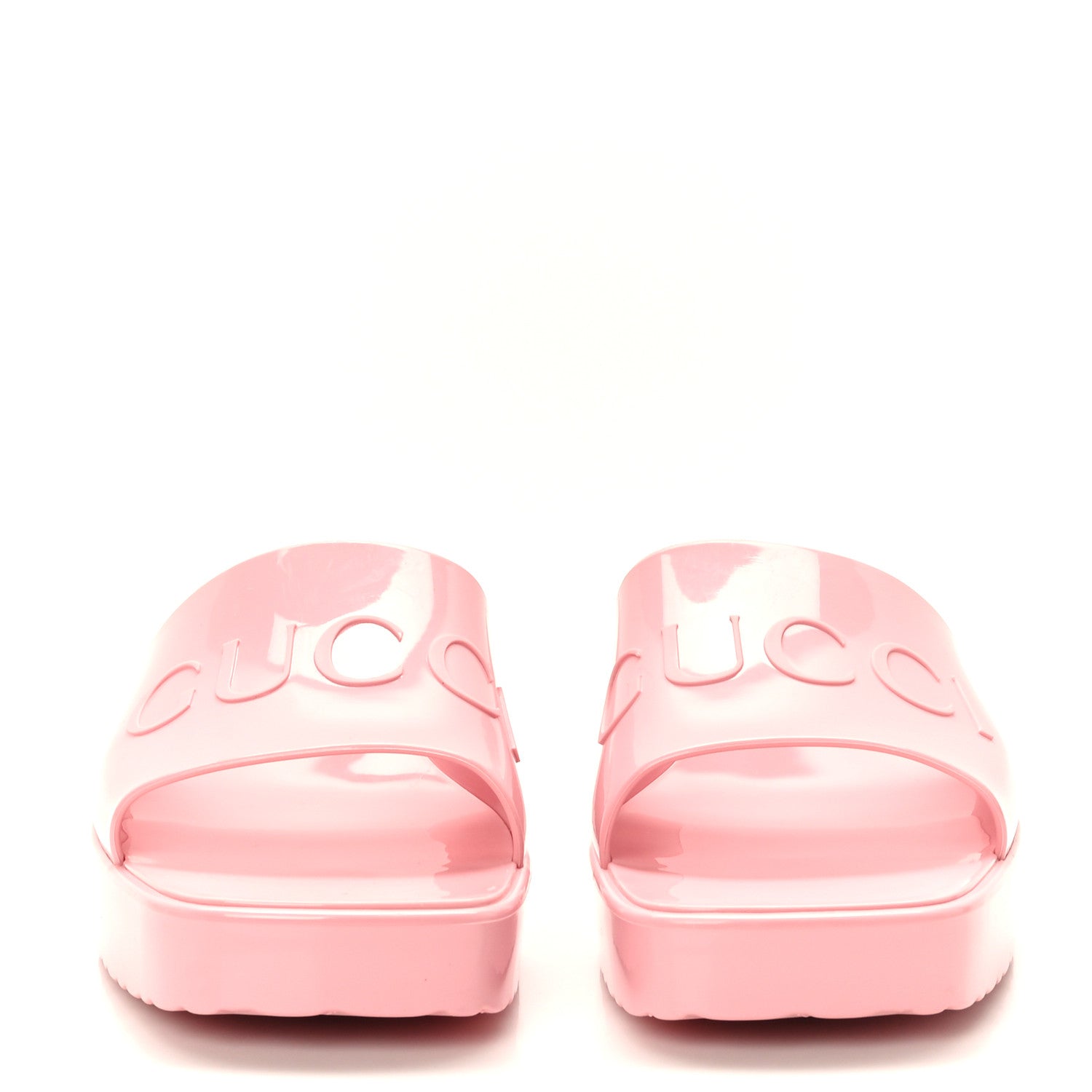 Gucci Rubber Gucci Logo Womens Platform 20/60mm Slide Sandals 38 Wild Rose 2 of 8