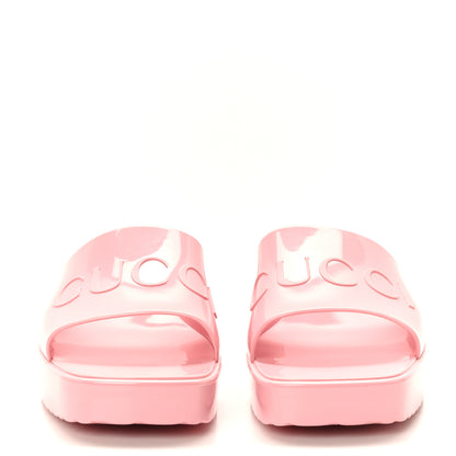 Gucci Rubber Gucci Logo Womens Platform 20/60mm Slide Sandals 38 Wild Rose 2 of 8