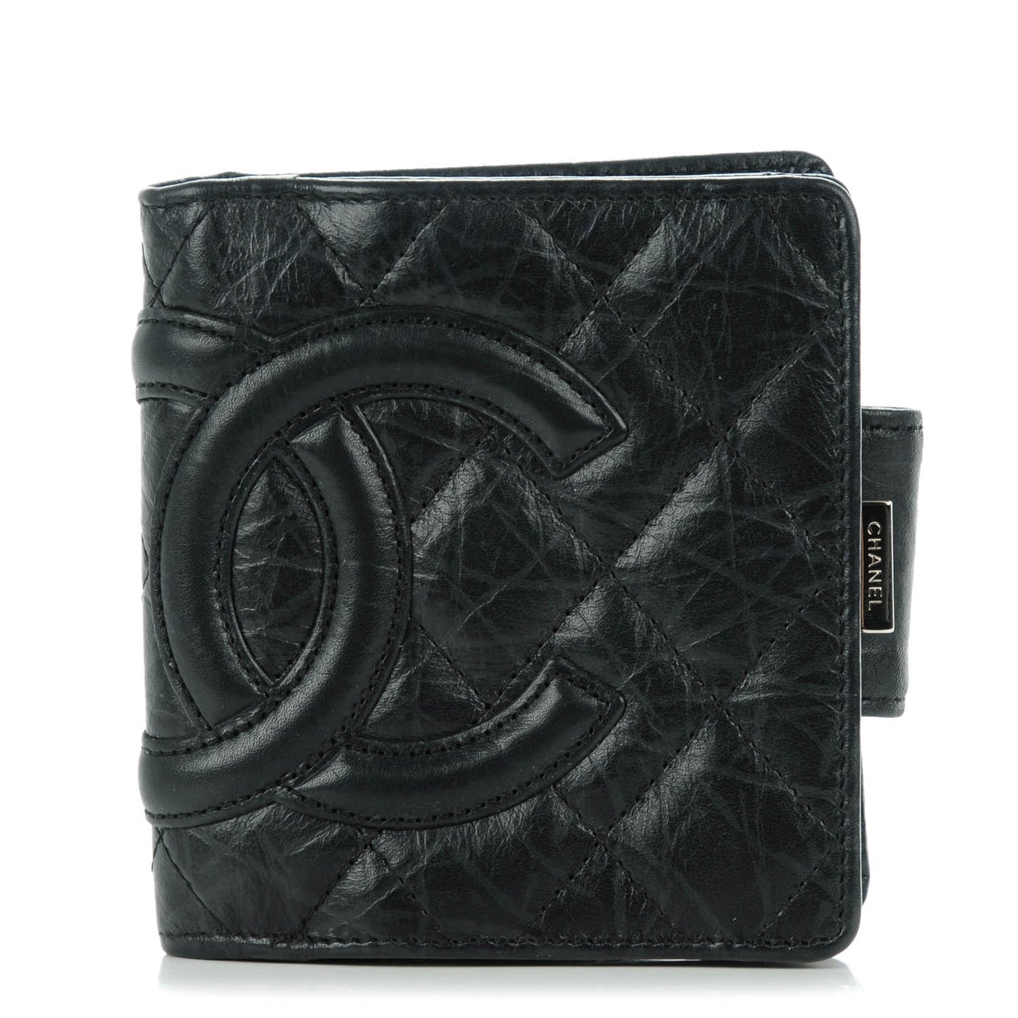 Calfskin Quilted Cambon Bi-Fold Wallet Black
