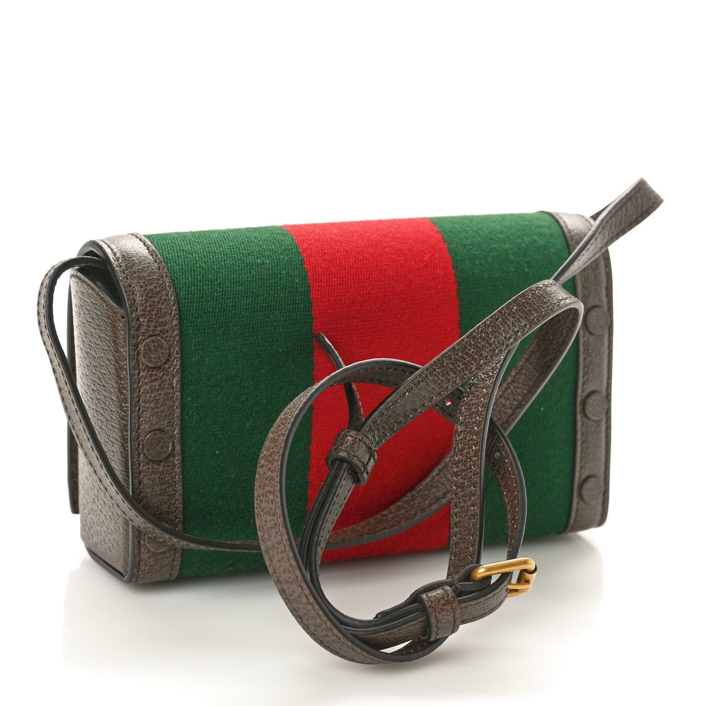 Web Textured Dollar Calfskin Mini Double G Shoulder Bag Green Red New Acero