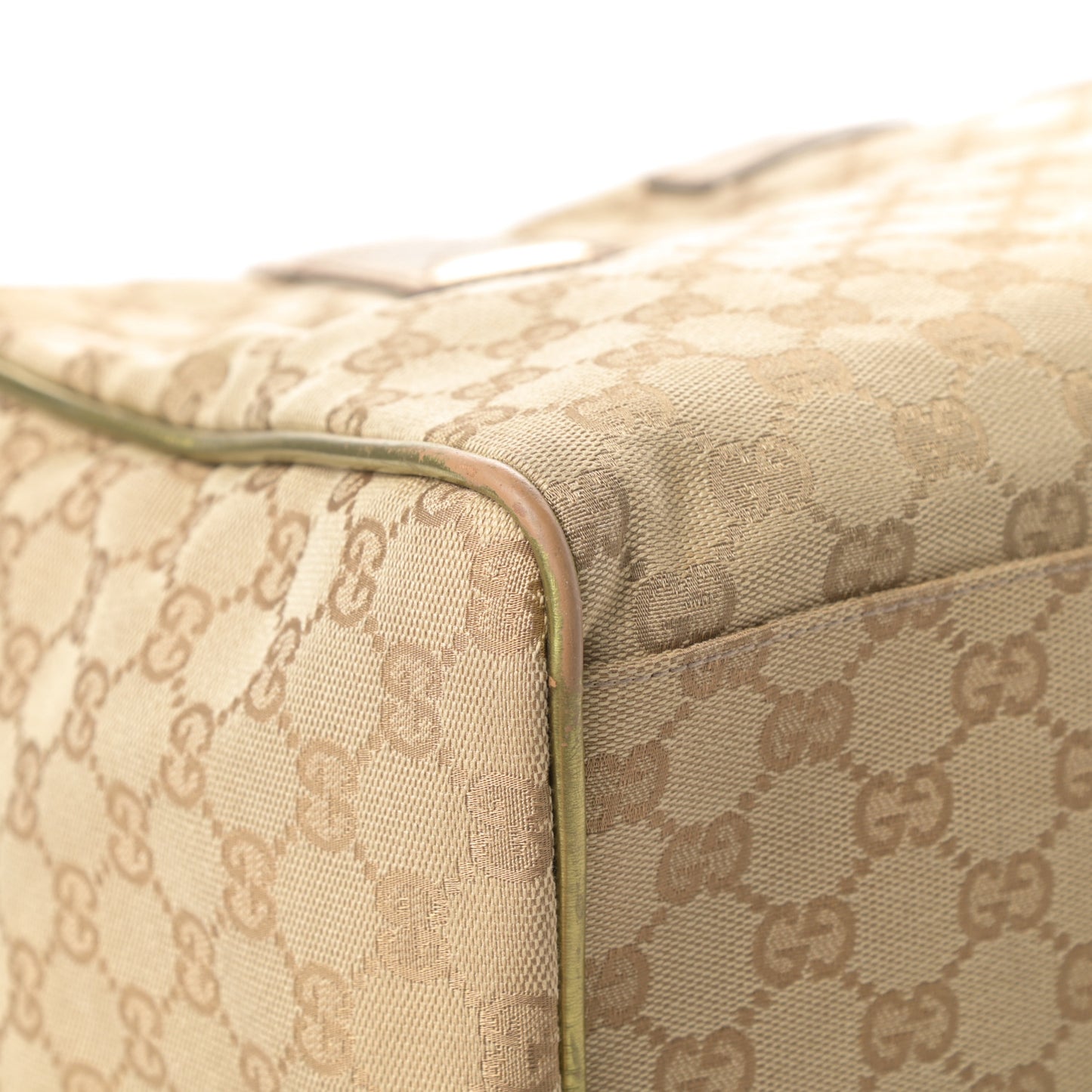 GG Monogram Web Medium Collapsible Carry On Duffle Beige Gold