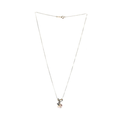 Mikimoto 18K Yellow Gold Akoya Pearl Ribbon Pendant Necklace 3 of 5
