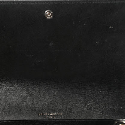 Saint Laurent Patent Glitter Striped Classic Monogram Cassandre Wallet Black Silver 7 of 8
