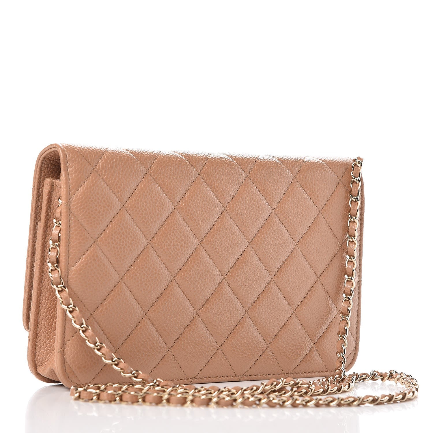 Chanel Caviar Quilted Golden Class Wallet On Chain WOC Beige 3 of 8