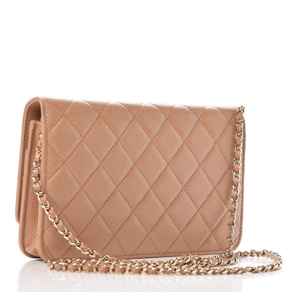 Chanel Caviar Quilted Golden Class Wallet On Chain WOC Beige 3 of 8