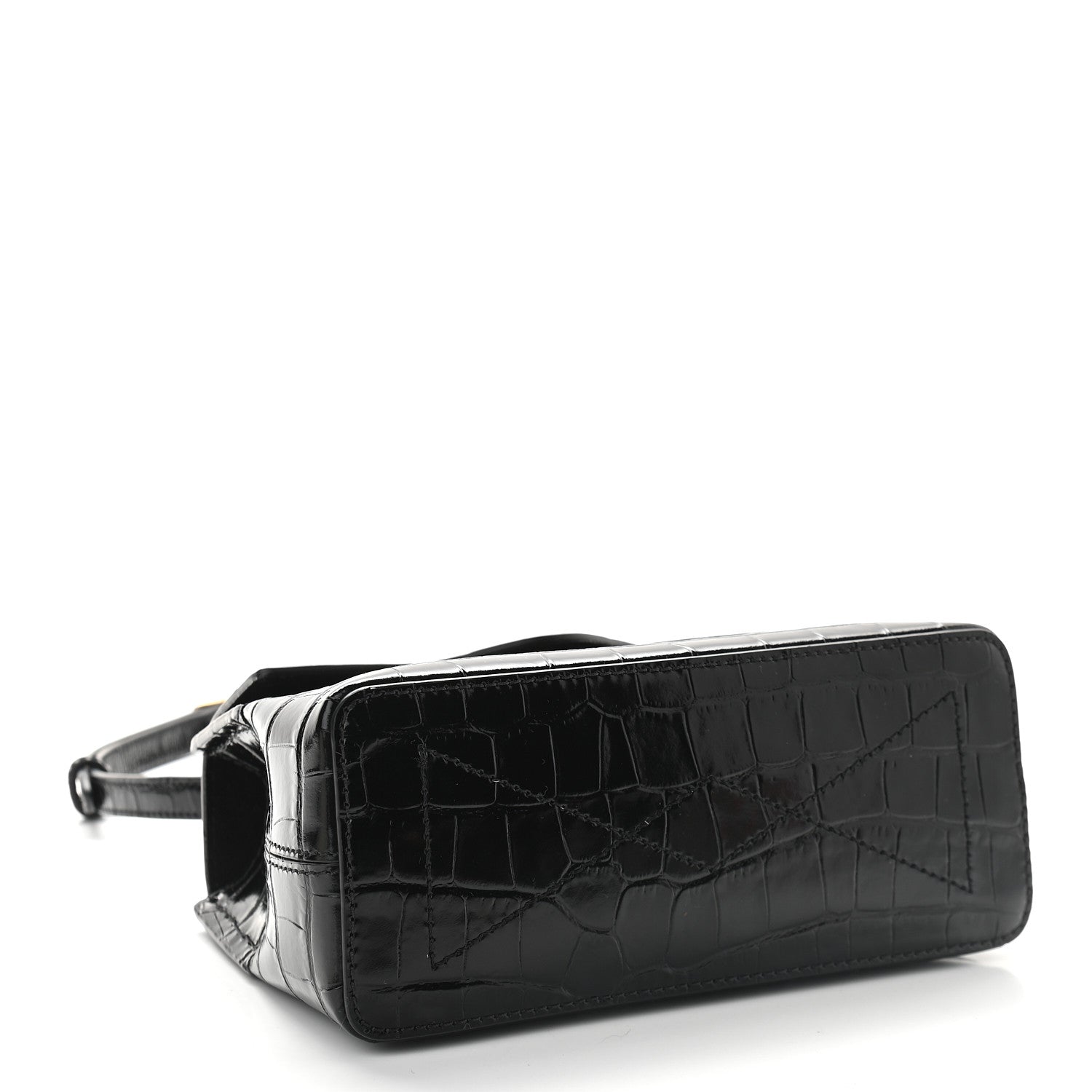 Mulberry Shiny Croc Calfskin Embossed Micro Seaton Black 4 of 8