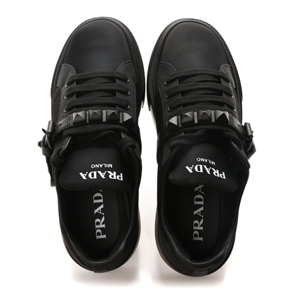 Prada Nylon Gabardine Studded Low Top Sneakers 39 Black 2 of 9