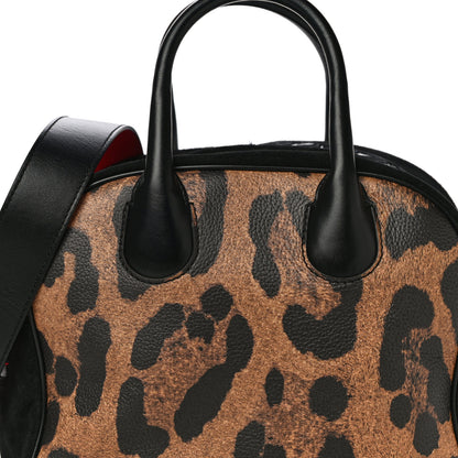 Christian Louboutin Suede Calfskin Leopard Print Small Marie Jane Top Handle Black 8 of 10