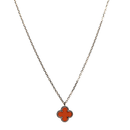 Van Cleef & Arpels 18K Rose Gold Carnelian Sweet Alhambra Pendant Necklace 1 of 6