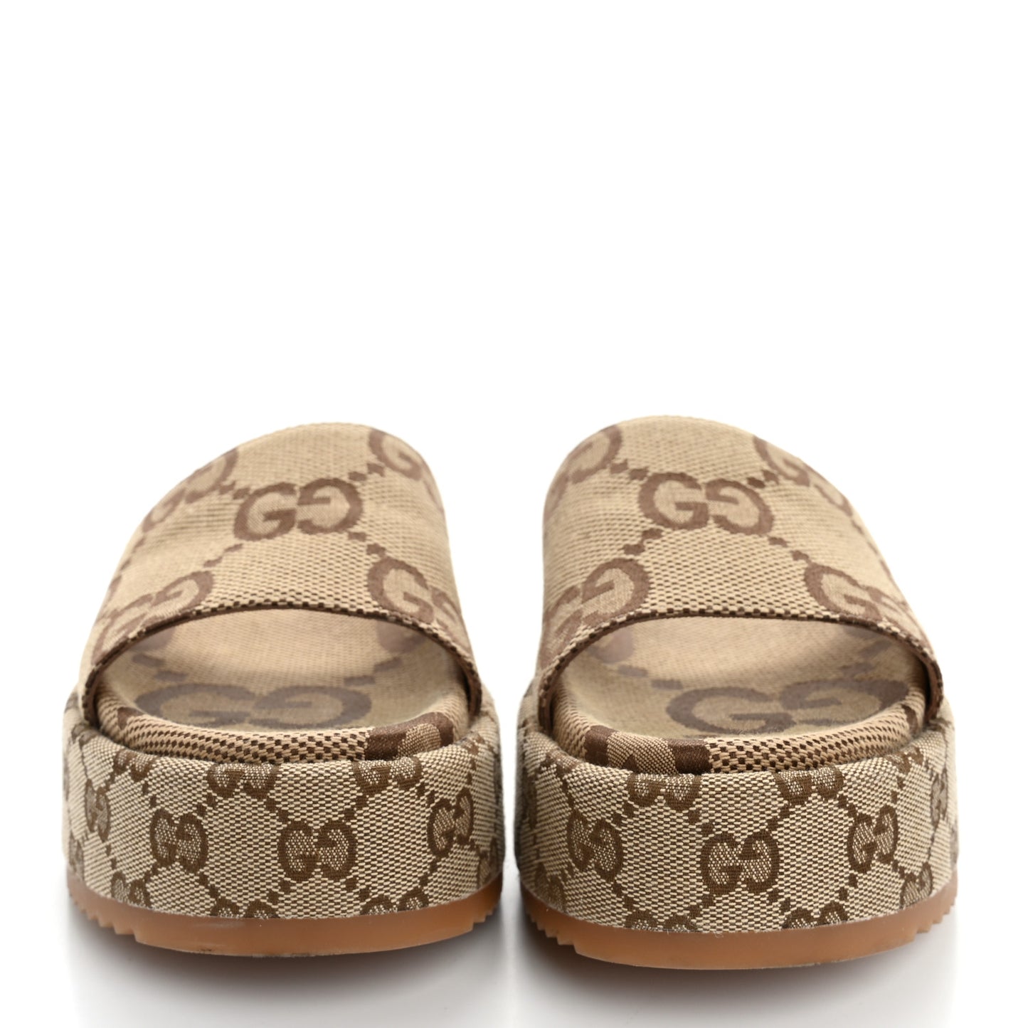 Monogram Jumbo GG Angelina Platform 55mm Slide Sandals 38 Beige