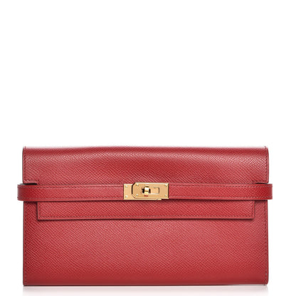 Hermes Epsom Kelly Longue Wallet Rouge Casaque 1 of 7