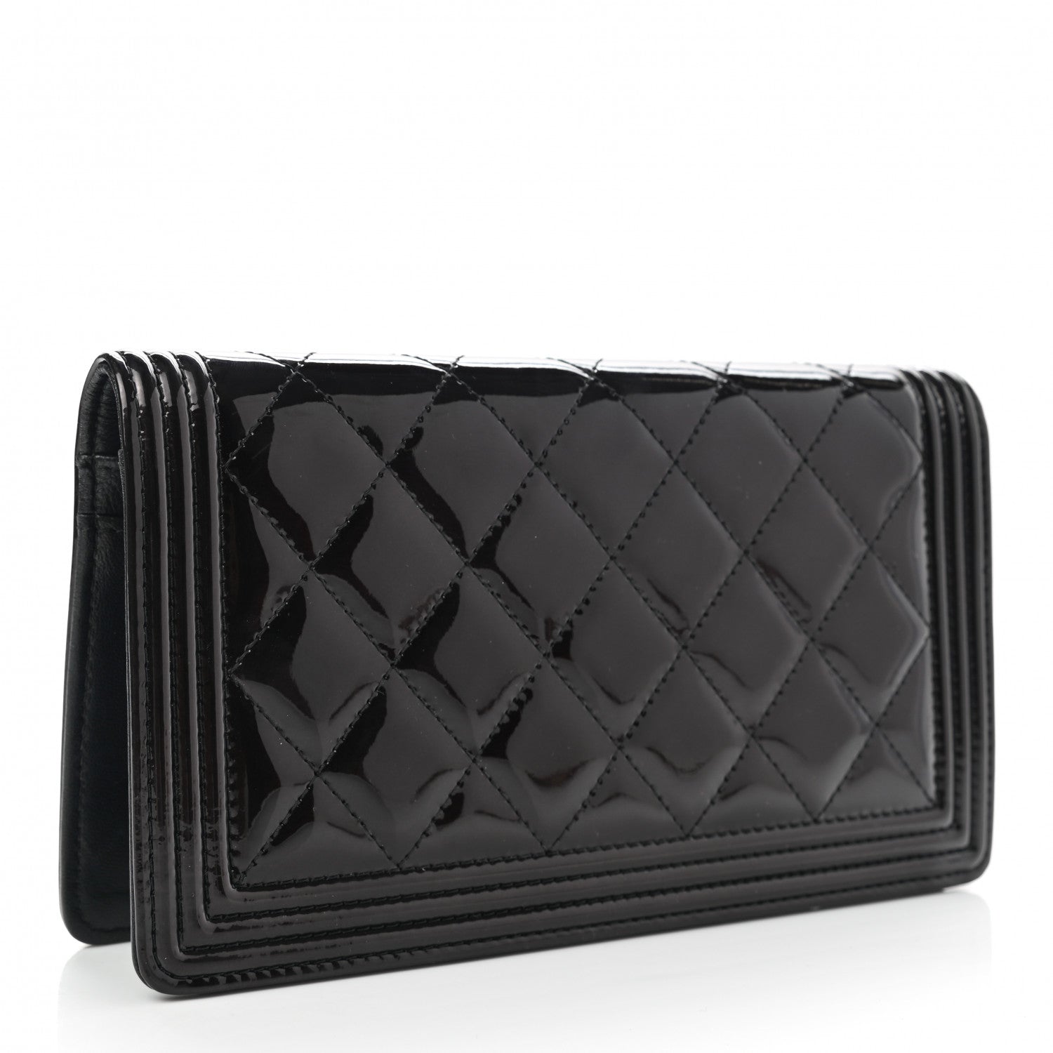 Chanel Patent Calfskin Quilted Boy Yen Wallet Black 3 of 7